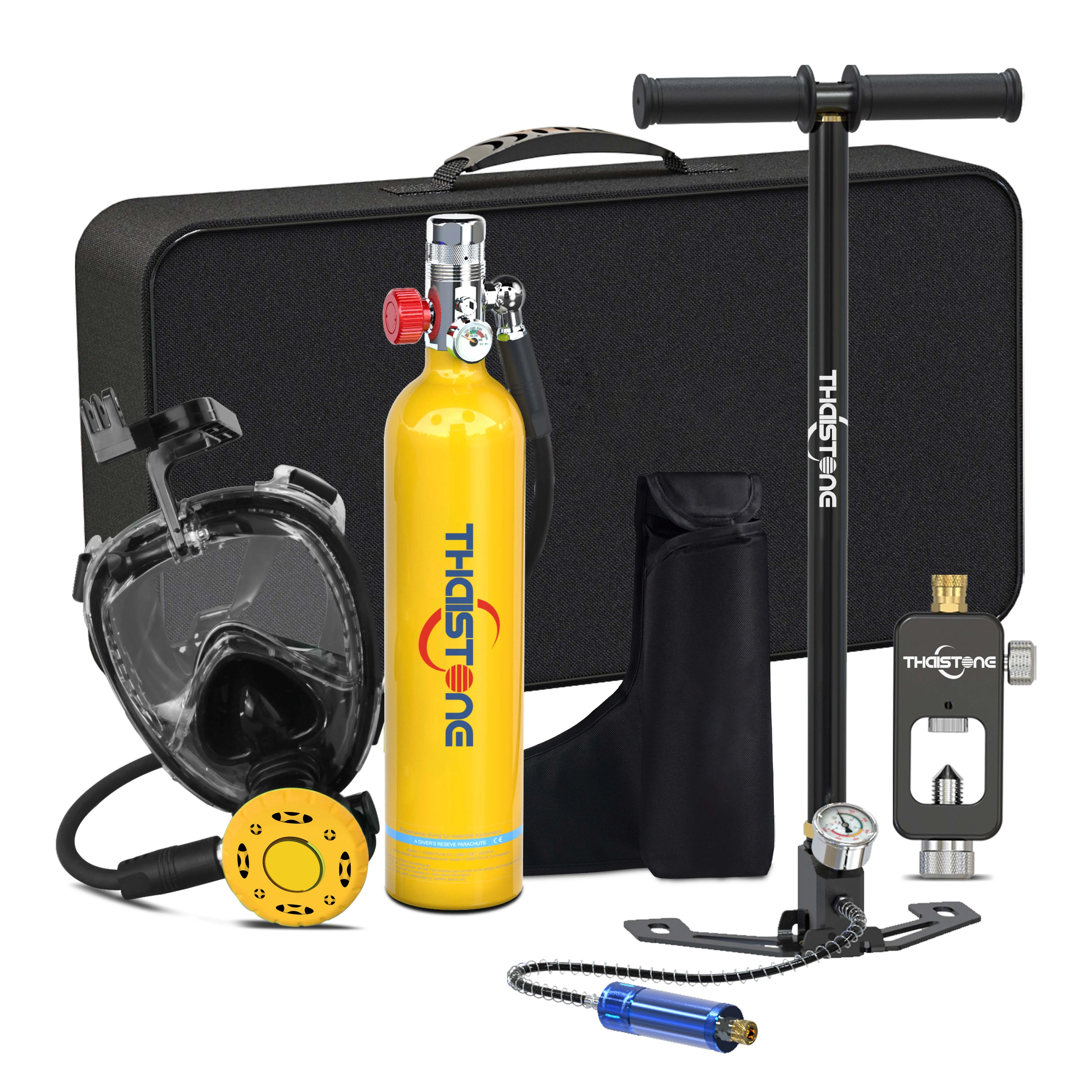 THAISTONE-1L Portable Scuba Diving Tank with Diving Mask Oxygen Bottles Hand Pump For Scuba Diving Underwater Breathe