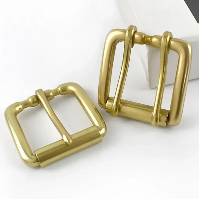 1Pc/2Pcs 40mm Brass Belt Buckle Single Double Needle Clasp Head for Men\'s Belts Adjuster Roller Slider Buckles Leather Accessory