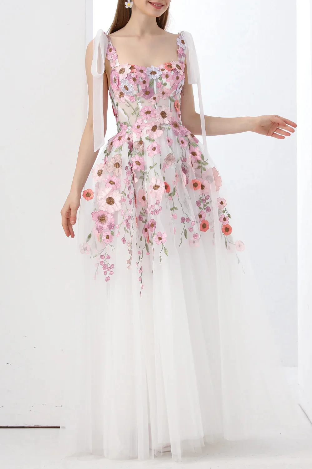 Jessica Sweetheart Pink Prom Dresses Embroidered 3D Floral Fairy Evening Dresses Princess Coming-of-age Ceremony Party Dress