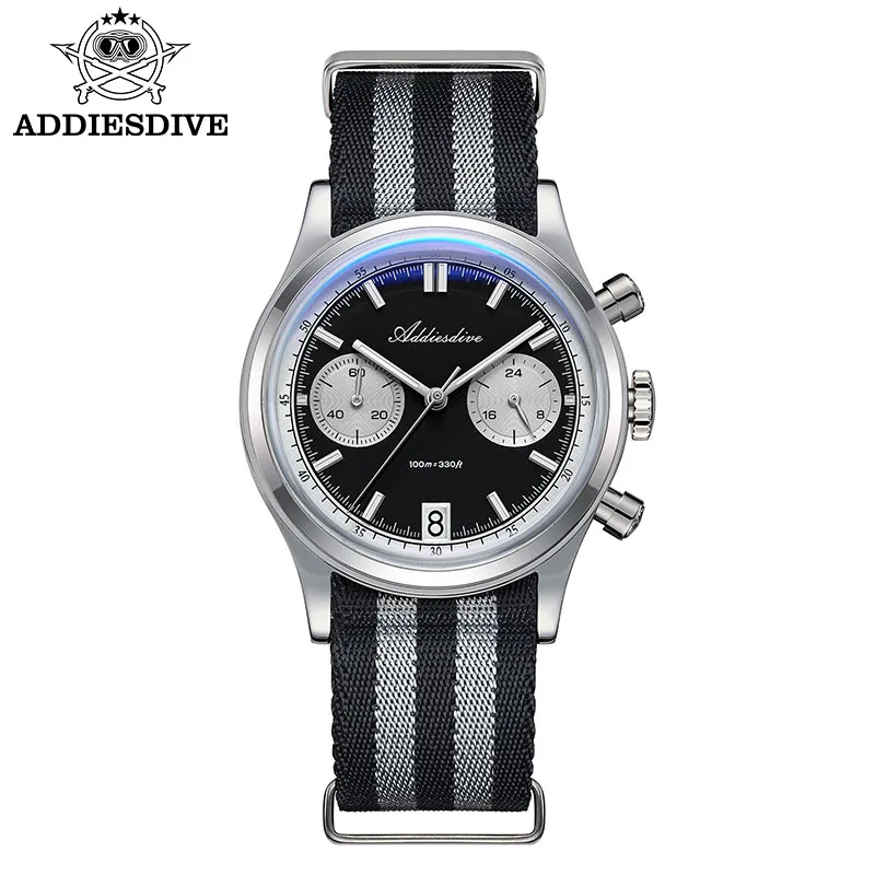 ADDIESDIVE 38 mm Chronograph Quarzuhr Bubble Glass Personalisierte Uhren 100 m wasserdicht leuchtende Herrenuhr Edelstahl 3