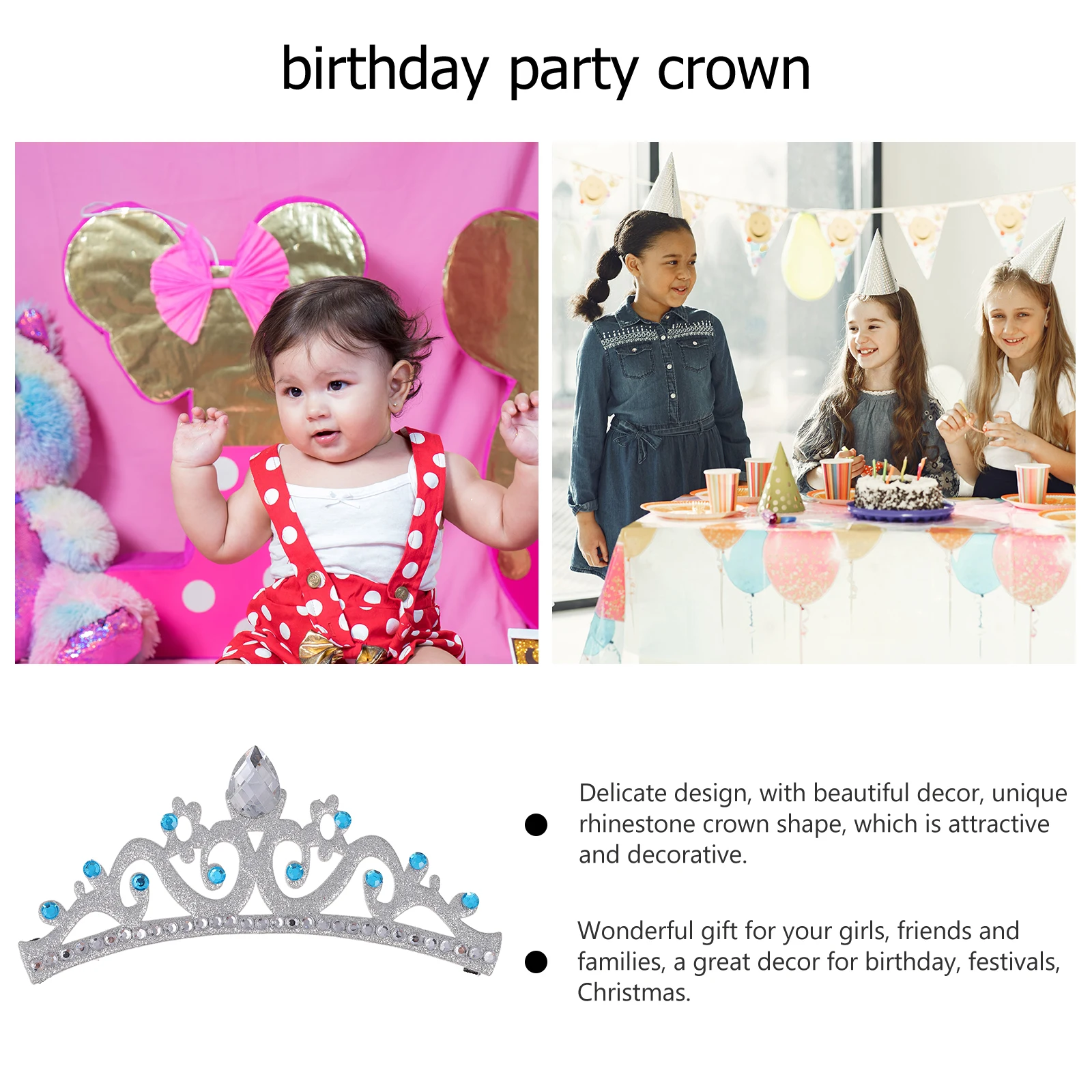 

Princess Crown Headband Hair Accessory European American Rhinestone Non-woven Fabric Party Hairband Birthday
