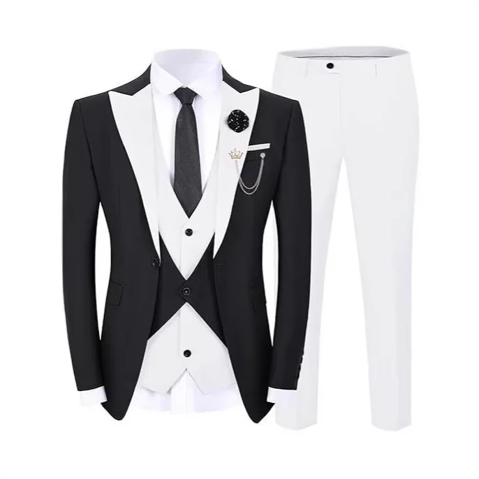 Royal Blue Men Suit Slim Fit Business Formal Tuxedo for Wedding Groomsmen Blazer 3 Pieces Suits Jacket Vest Pants Costume Homme