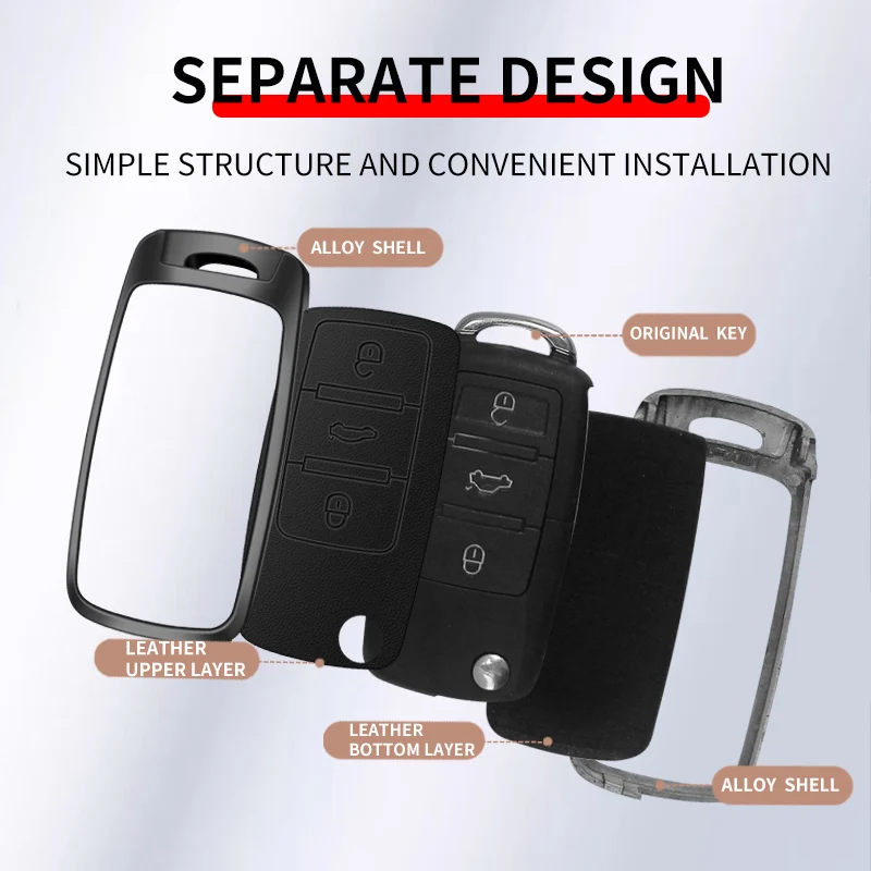 Zinc Alloy Car Key Case Cover for VW Volkswagen Polo Tiguan Passat B5 B6 B7 Golf 4 5 6 MK6 Jetta Lavida Skoda Octavia Seat Leon view 3