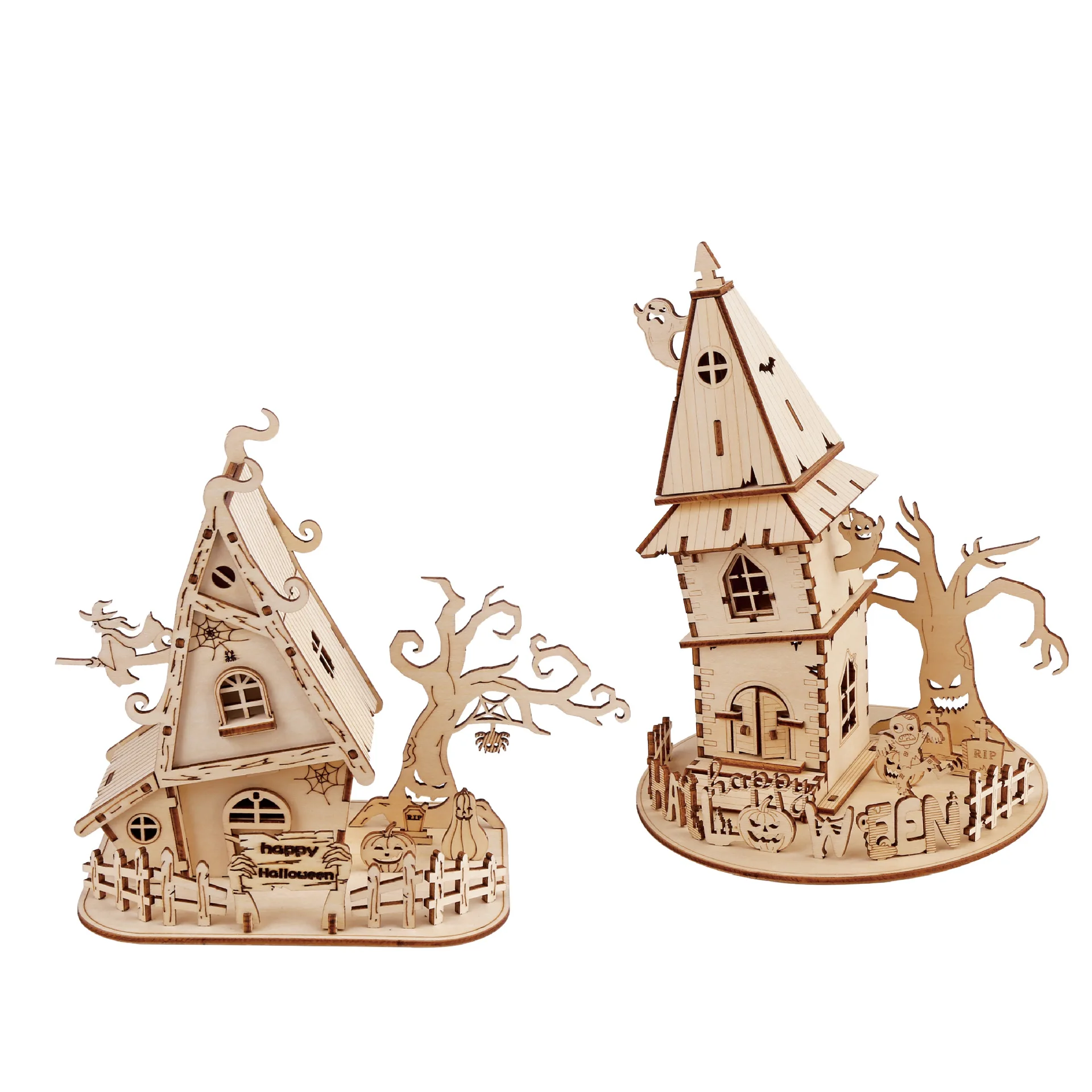 OUZEY 3D بيت شجرة خشبي مسكون - مجموعة نماذج تجميع DIY للهالوين، مشروع حرفي مخيف للبالغين والمراهقين من سن 14 عامًا فما فوق #1