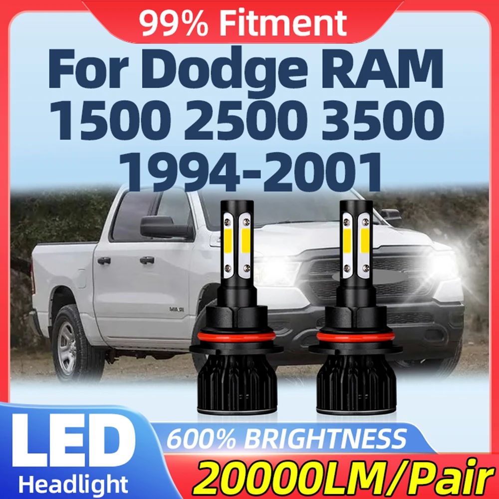 Canbus LED Headlight Bulbs 20000LM Car Headlamps 12V Turbo Lamps For Dodge RAM 1500 2500 3500 1994-1996 1997 1998 1999 2000 2001