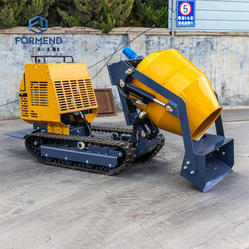 

Mini Self-Loading Concrete Mixer Truck 400L Capacity Crawler System for Rugged Terrains Tight Spaces Featuring Engine Gearbox