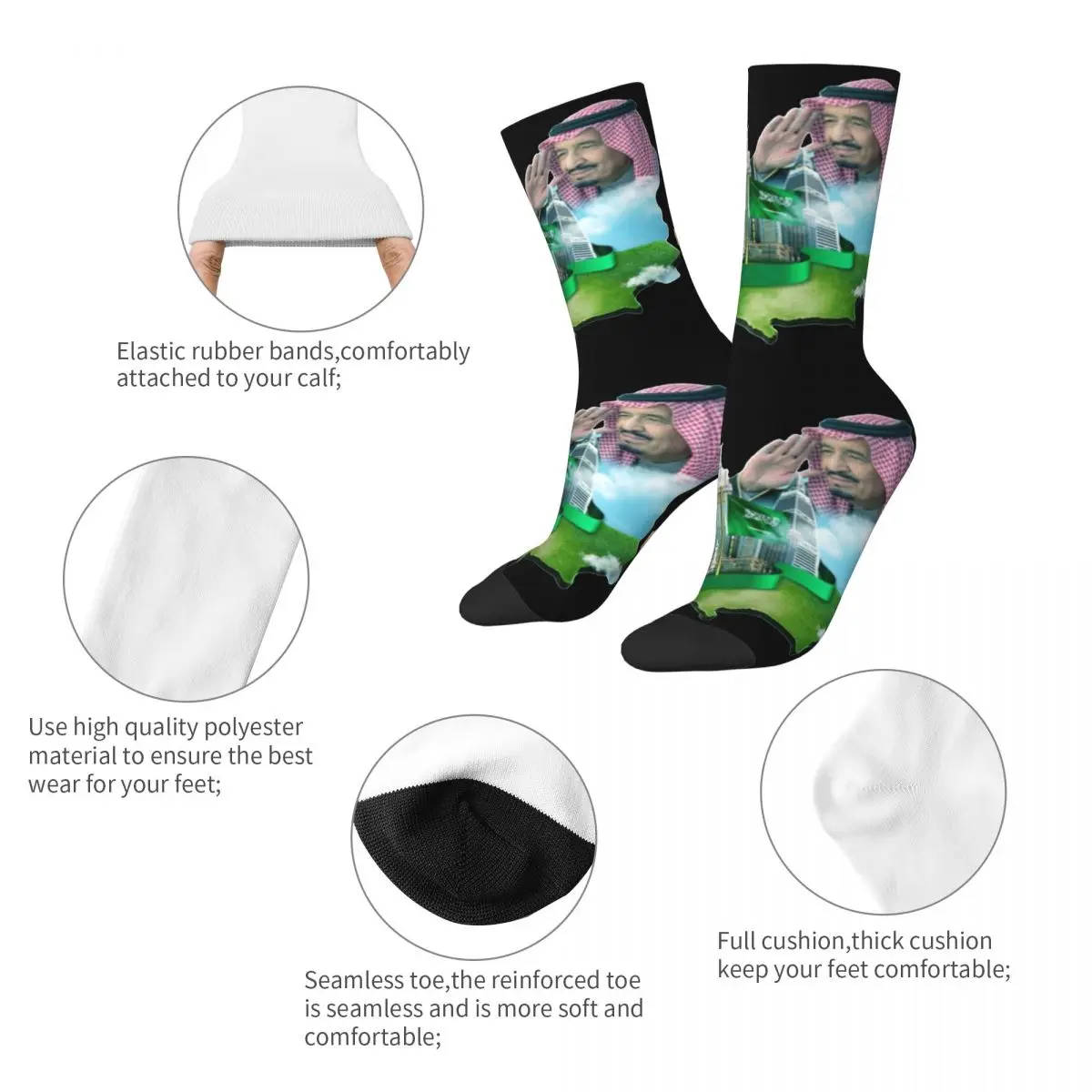 Funny Saudi National Day Accessories Socks Cozy Sport Middle Tube Socks Cotton for Unisex Best Gift Idea