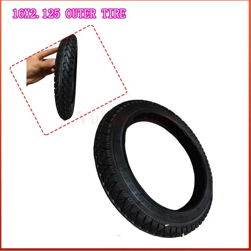 

16x2.125 Tire for Electric Bicycle Motorcycle E-bike Inner Outer Tube Explosion Proof Wear Resistant Tyre