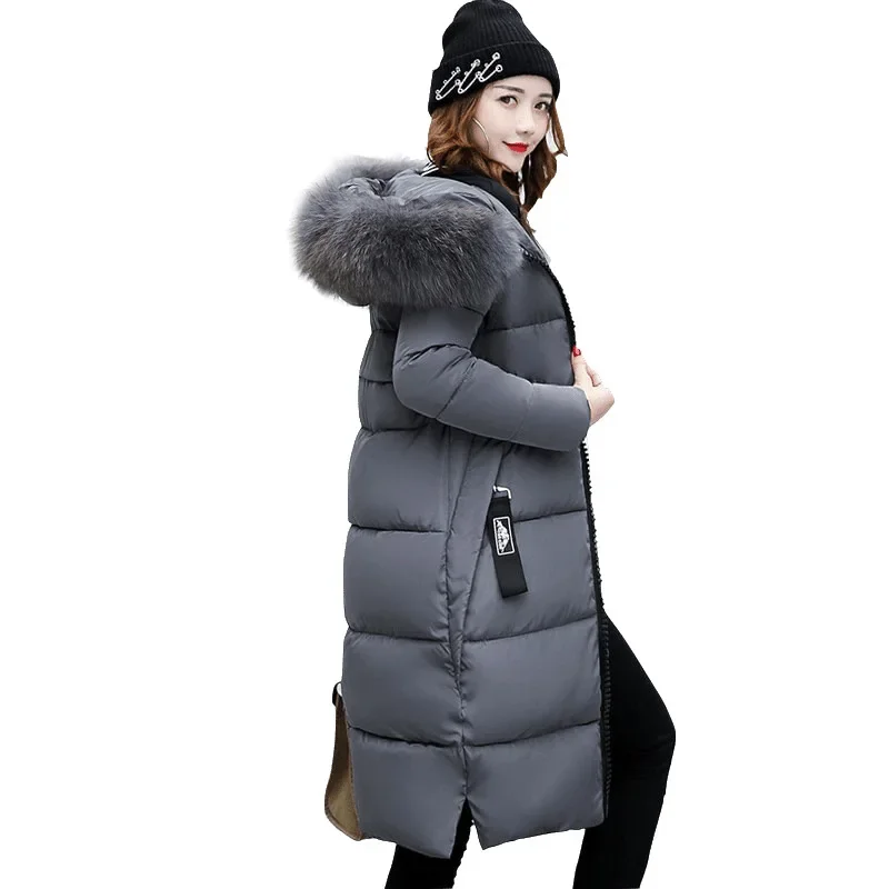 Women\'s Parkas Coat British Style 2024 New Fur Collar Thickened High Quality Cotton Jacket Long Women Clothing Autumn Winter Red