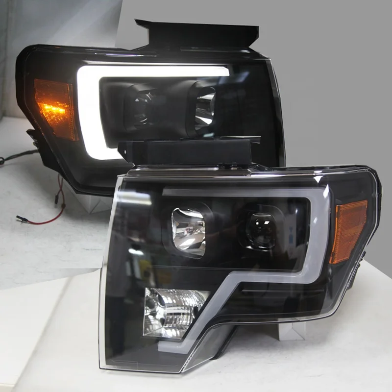 

LED Strip Head Lamp 2009-2014 Year Black Housing LF for FORD F150 Raptor