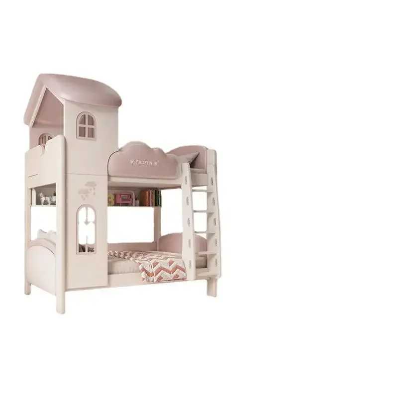 

Children's bed with the same width above and below, double decker bed with two floors, girl princess bed, mother bed