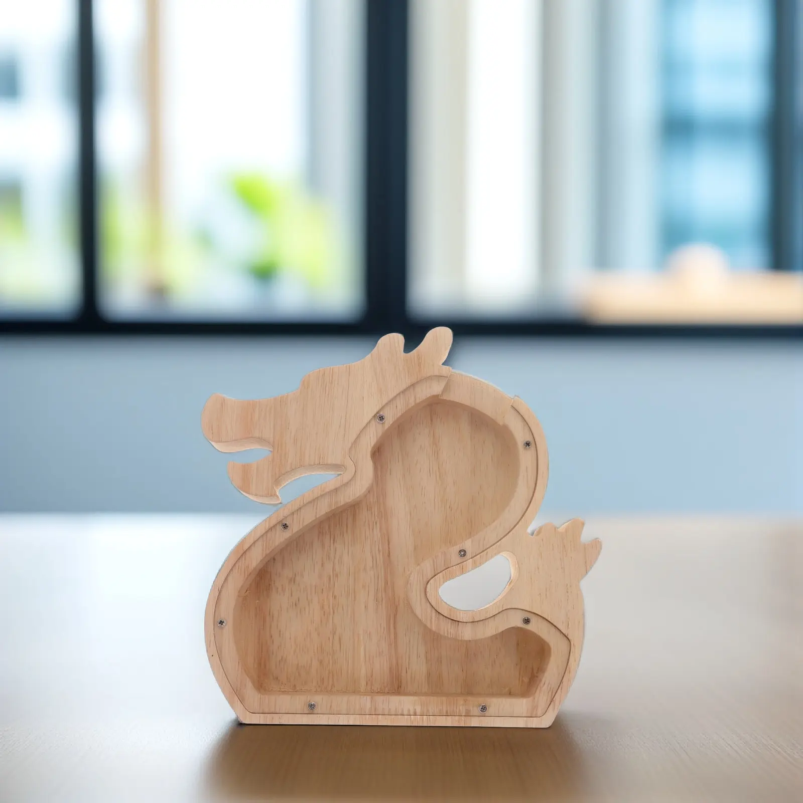 

Wooden Dragon Piggy Bank for Kids with Clear View Window Animal-Shaped Coin Bank for Boys Girls Children Money Saving Box Gift
