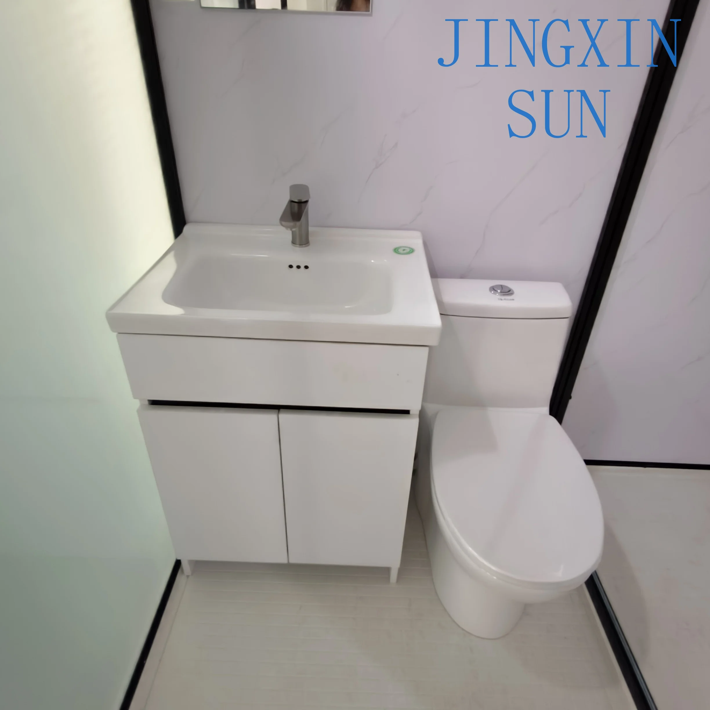 Integrated Bathroom and Shower Room with Cabinet for Small Spaces Portable Prefab Bathroom Unit for Apartment Hotel RV Home