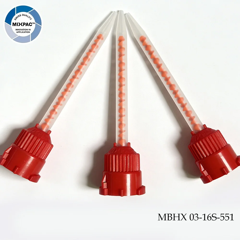

SULZER Mixpac Electronic Plastic Static Mixer MBHX 03-16S-55 Red Mixing Nozzle Adhesive Static Mixing Tube with Cutting Service