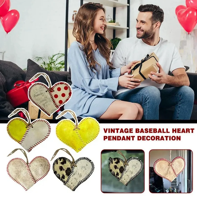 Vintage Baseball Heart Tree Hanging Pendant DIY Handmade Jewelry Large Hole Beads Valentine's Day Pendant A Easy To Use