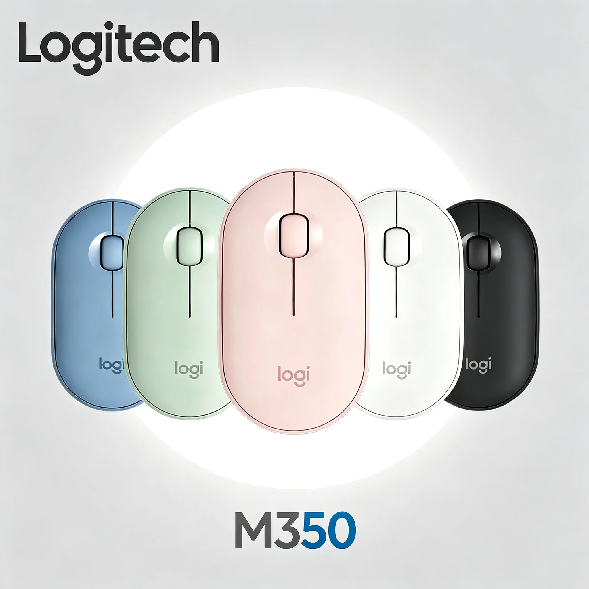 Logitech M350 Pebble Slim Wireless Mouse Dual Mode Bluetooth USB Silent Mice For Laptop Desktop PC