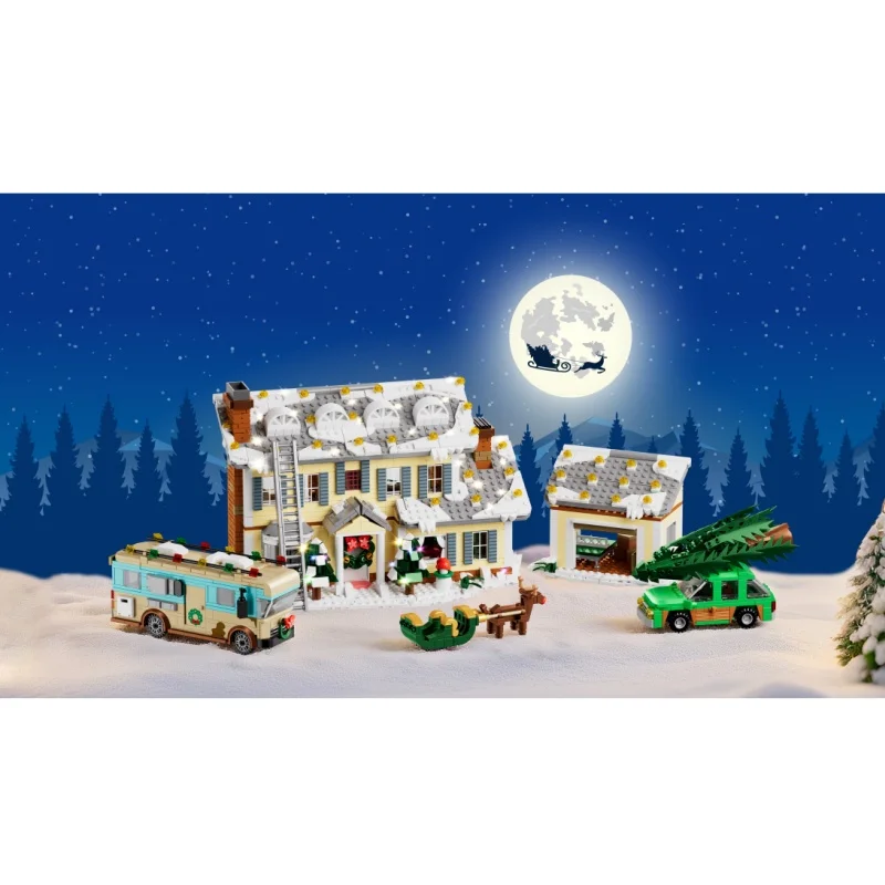 Hot Mad Crazy Christmas Holiday XMAS Cottage House Elk Van Car Buliding Bricks Winter Scene Modular Architecture Toy Kit Gift
