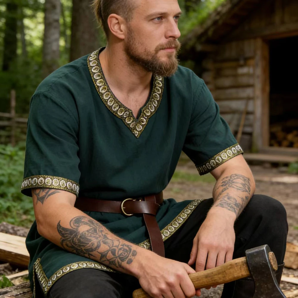 Costume de chevalier médiéval, tunique, costumes d'Halloween pour hommes, déguisement de viking pirate pour adultes, vêtements de fantaisie, chemises de carnaval