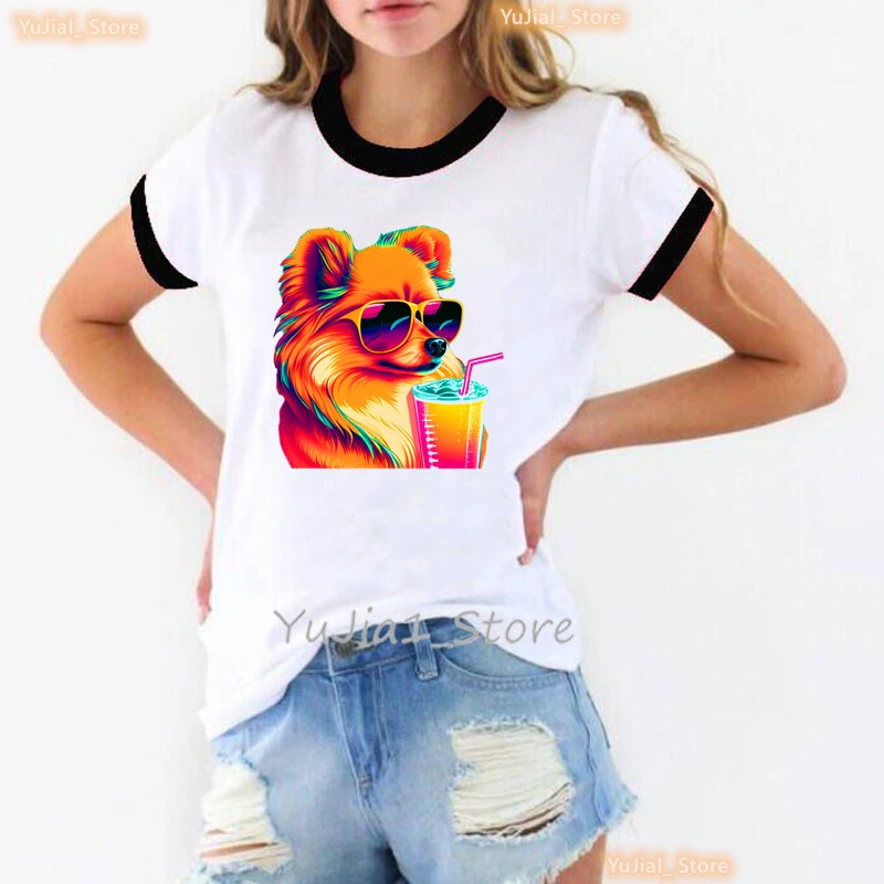 

Colorful Pug/Chihuahua/Golden Retriever/Bernies Mountain/Beagle/Dachshund Print T Shirt Women Harajuku Kawaii Clothes Tshirt