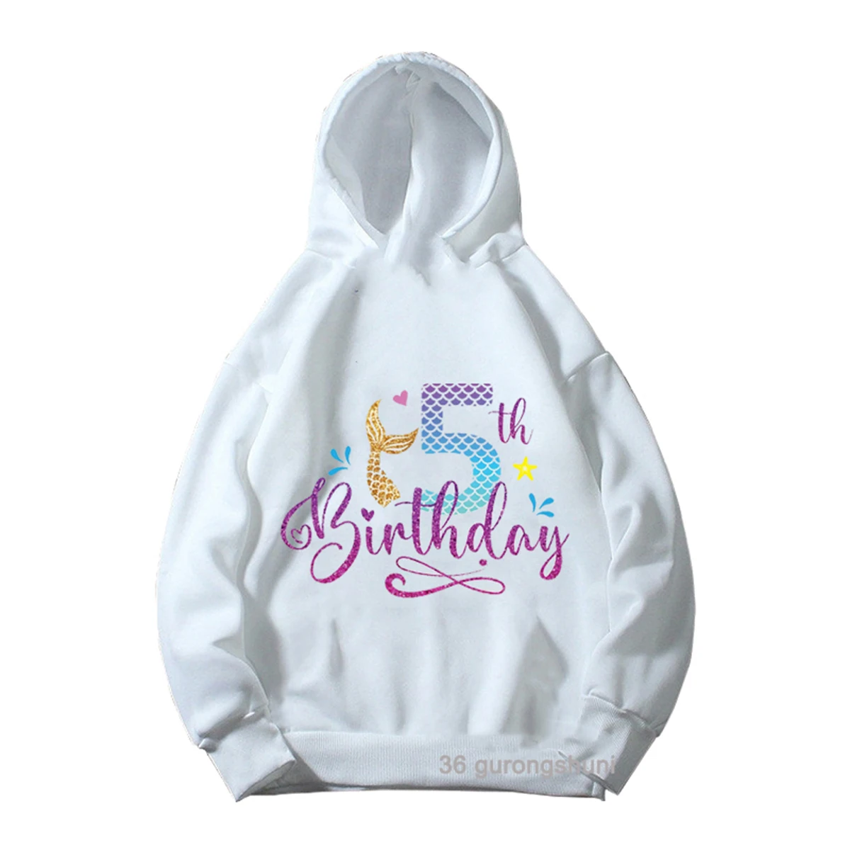 

Fashion New Girls Hoodies Funny Marine Life Fish Cartoon 1-11th Birthday Digital Print kids Birthday Party Customized Hoodies