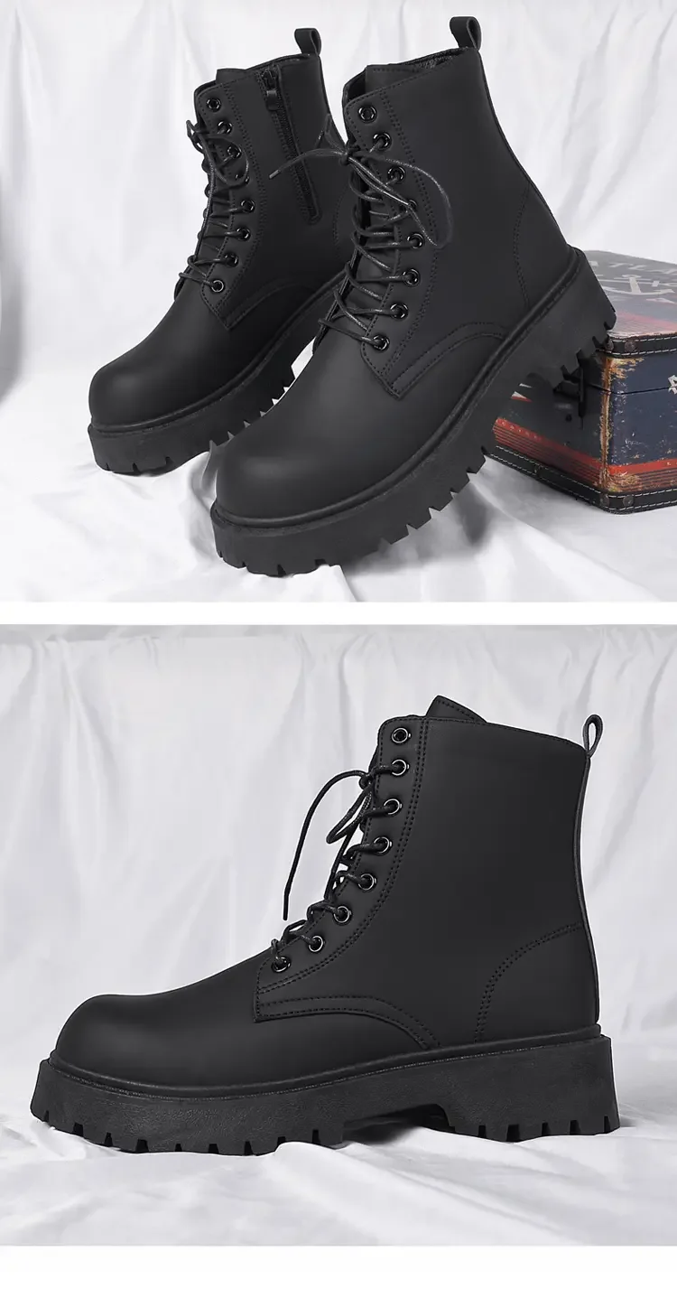 Botas masculinas de vento britânico locomotiva veludo ferramentas térmicas botas de couro casuais