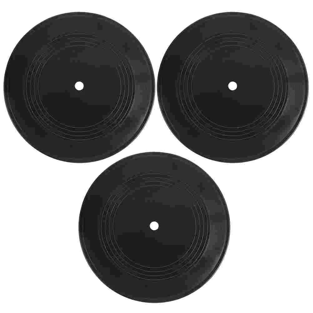 

3 Pcs Decorate Vinyl Record Decoration Disco Records Fake Retro Blank Vintage Black Wall Ornaments