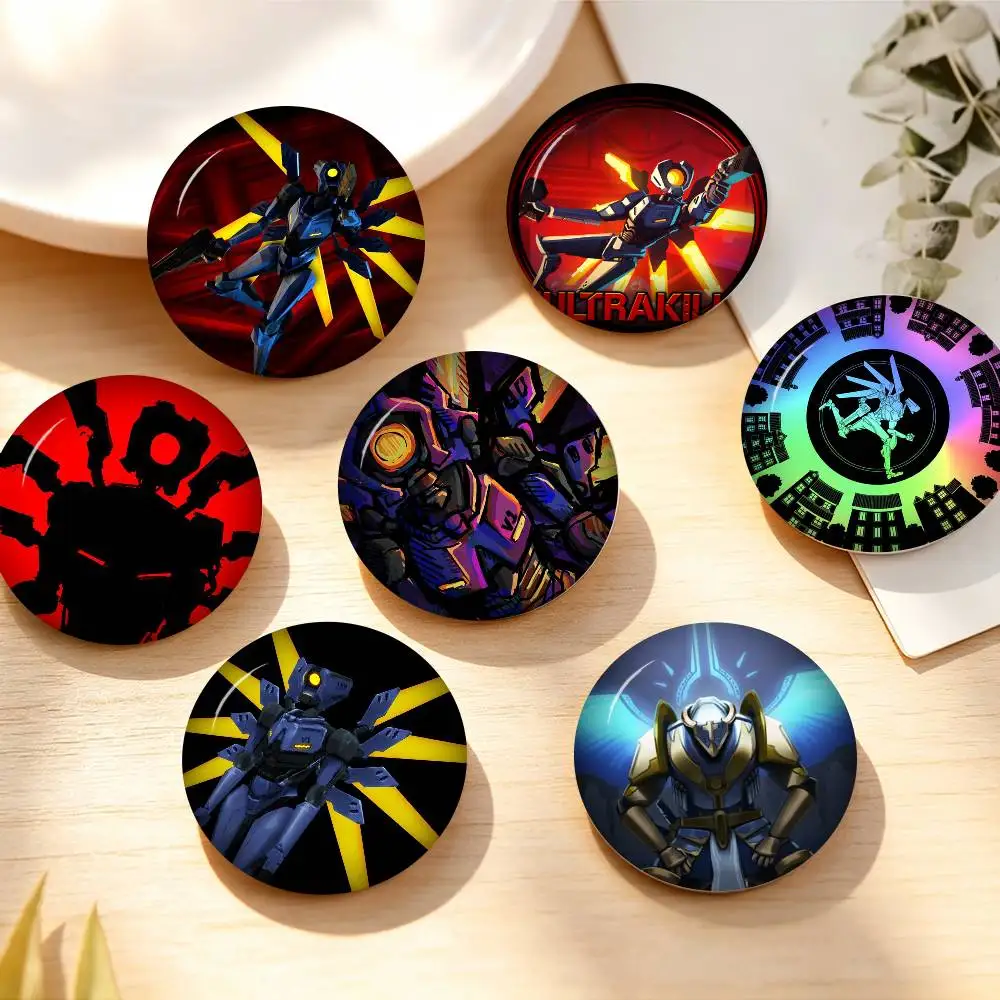 Game Anime Badges Button Pin, leuchtend bedrucktes Icon, Geschenk für Freunde, Abzeichen ULTRAKILL, Kragenbrosche, Anstecknadel aus Metall