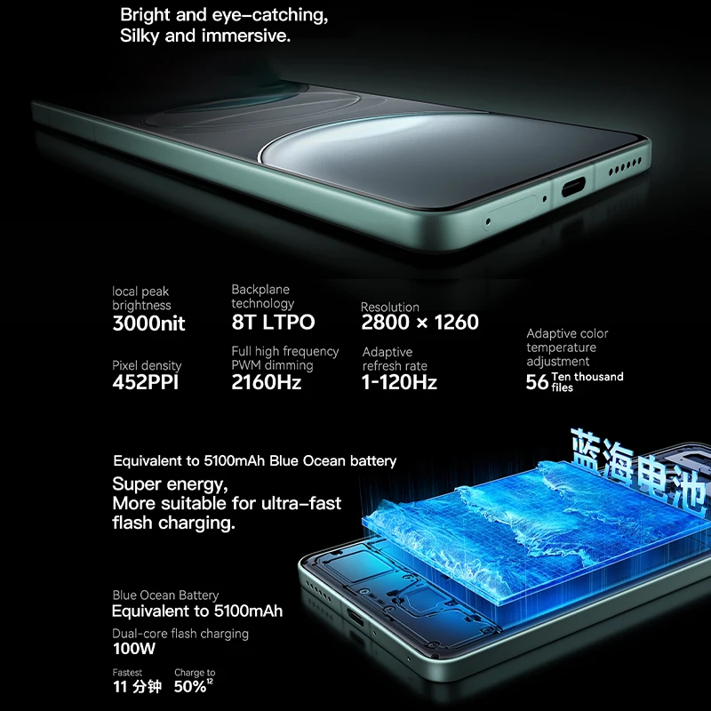 VIVO X100S Dimensity 9300+ 5100mAh battery 100W flash charging supports NFC 120Hz refresh rate 5G mobile phone