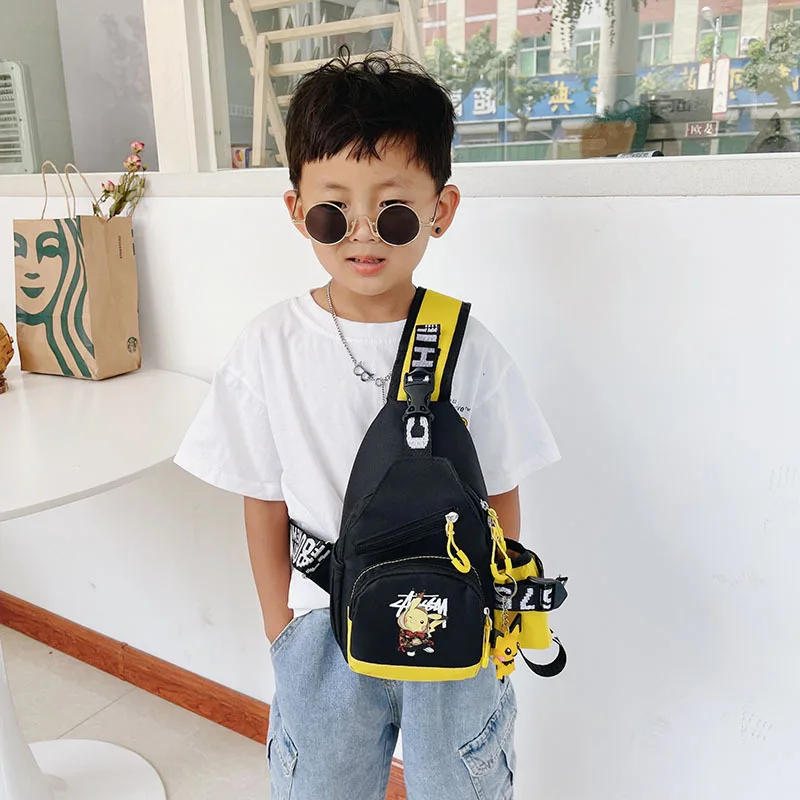 Fashion children bag cartoon print Pikachu children chest bag trendy outdoor sports leisure messenger bag