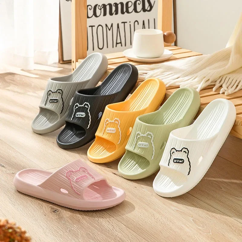 Cute Slippers Women's Summer Indoor Home Non-Slip Bathroom Bath Shit Feeling Thick Bottom Couples Sandals Men