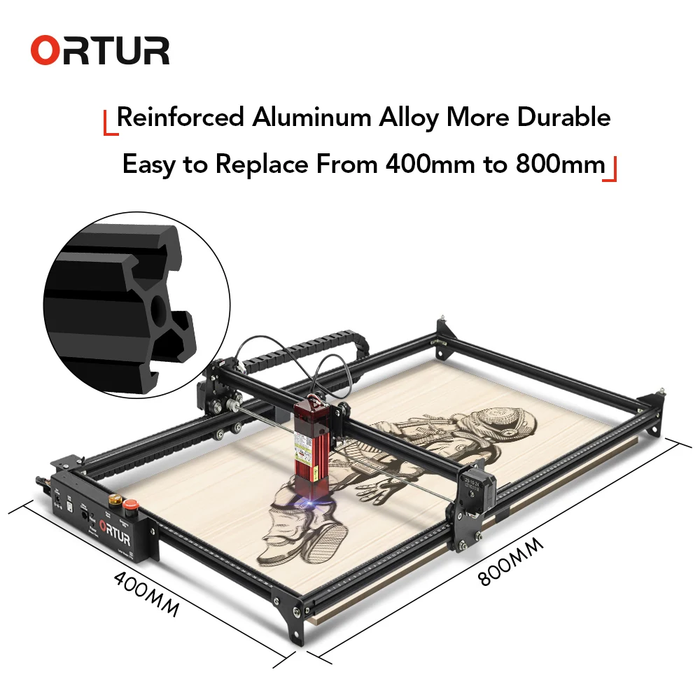 ORTUR Laser Master 2 Pro S2 5.5W 10W Laser Engraver Cutter with Extension Large Engraving Area 400x800mm