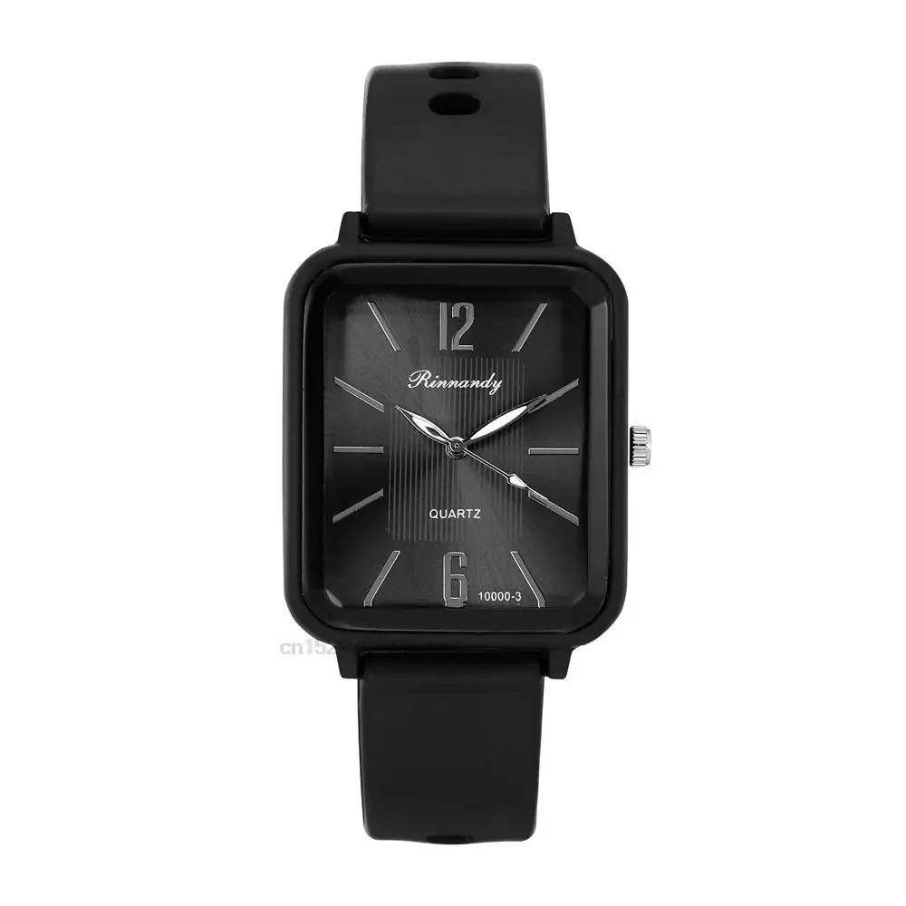 Lujo de la moda de silicona de las mujeres Relojes cualidades rectángulo de cuarzo con pulsera simple Negro Blanco Mujer Reloj de regalo