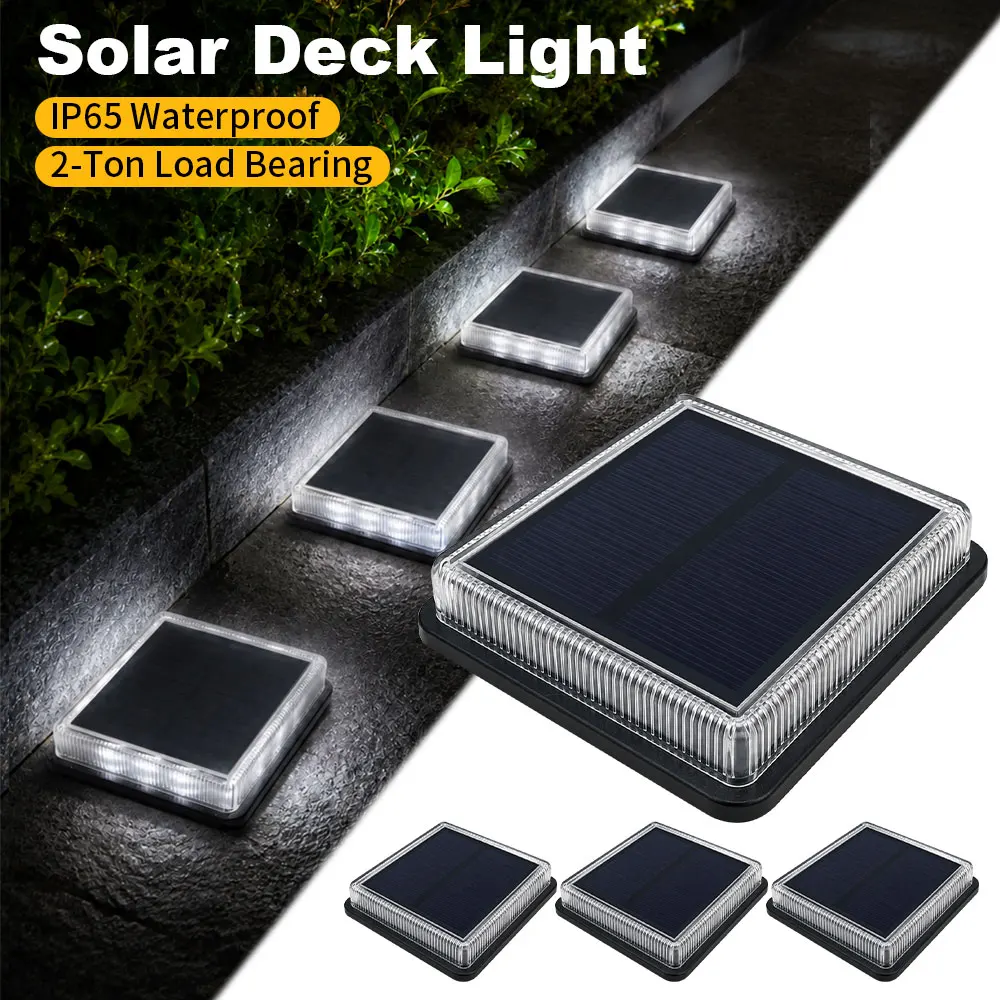 

Solar Step Light IP68 LED Deck Lamp Pressure Resistant Ground Fixture Adhesive Install for Driveway Garden Sidewalk Patio Dock