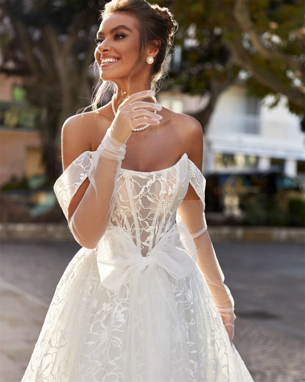 Vestido de novia de Organza blanco Sexy personalizado, vestido de novia Formal sin tirantes con hombros descubiertos, vestido de novia suave de corte en A, bata de novia
