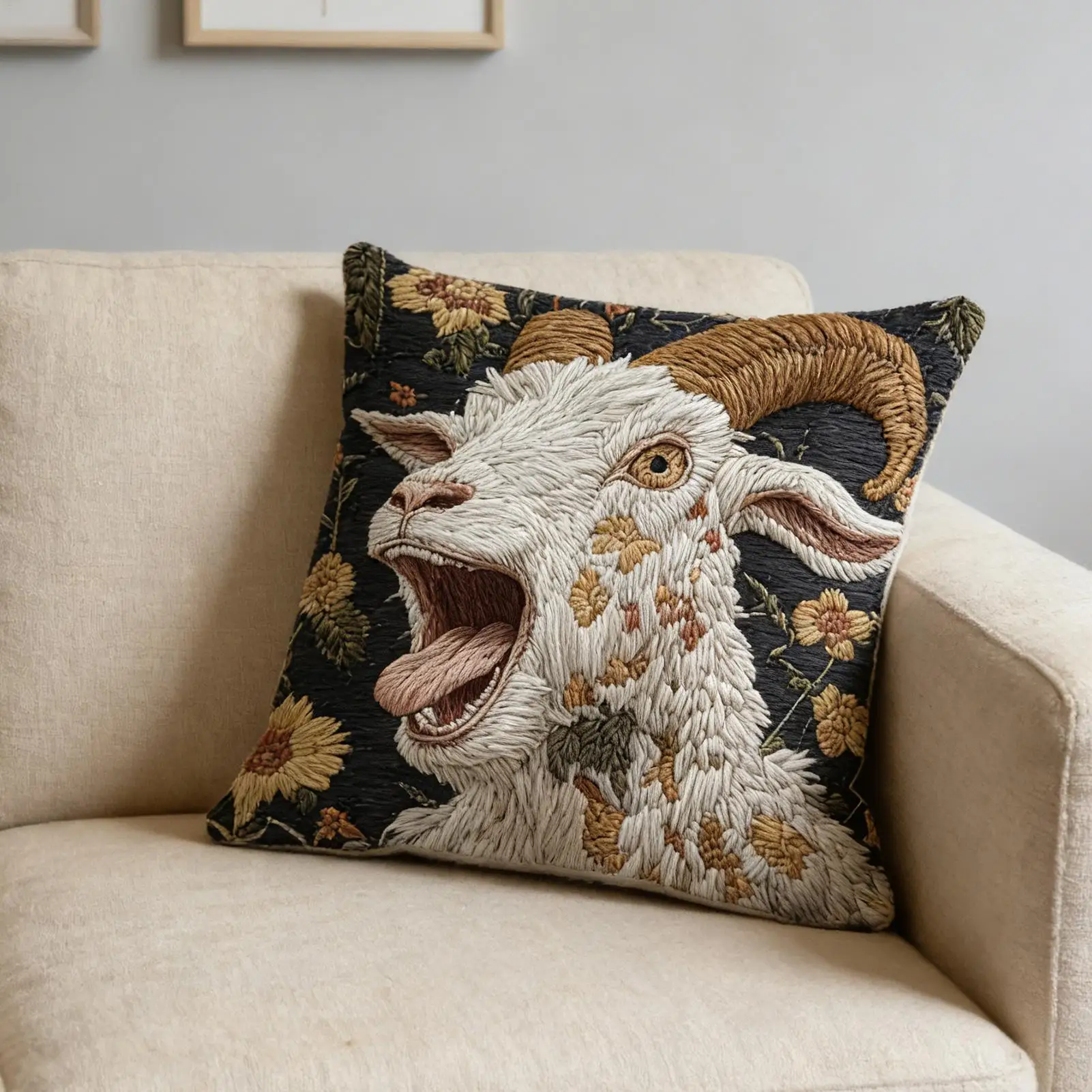 45x45cm Throw Pillow Covers Plush Screaming Goat Pillow Case Animal Pattern Pillowcase for Sofa Couch Chair Bed Living Room