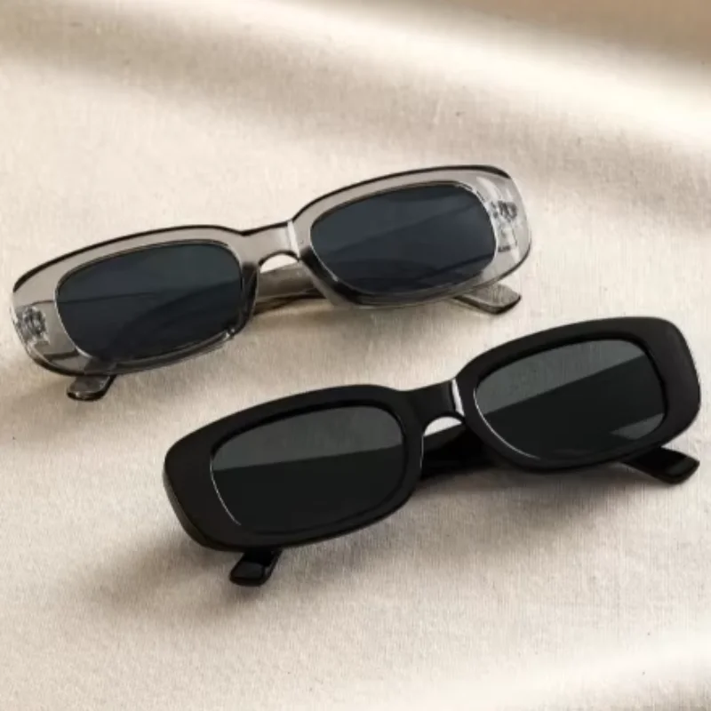 2 uds/3 uds gafas de sol con montura rectangular pequeña para mujeres y hombres Color caramelo Y2K gafas de sol de moda gafas Vintage para exteriores UV400