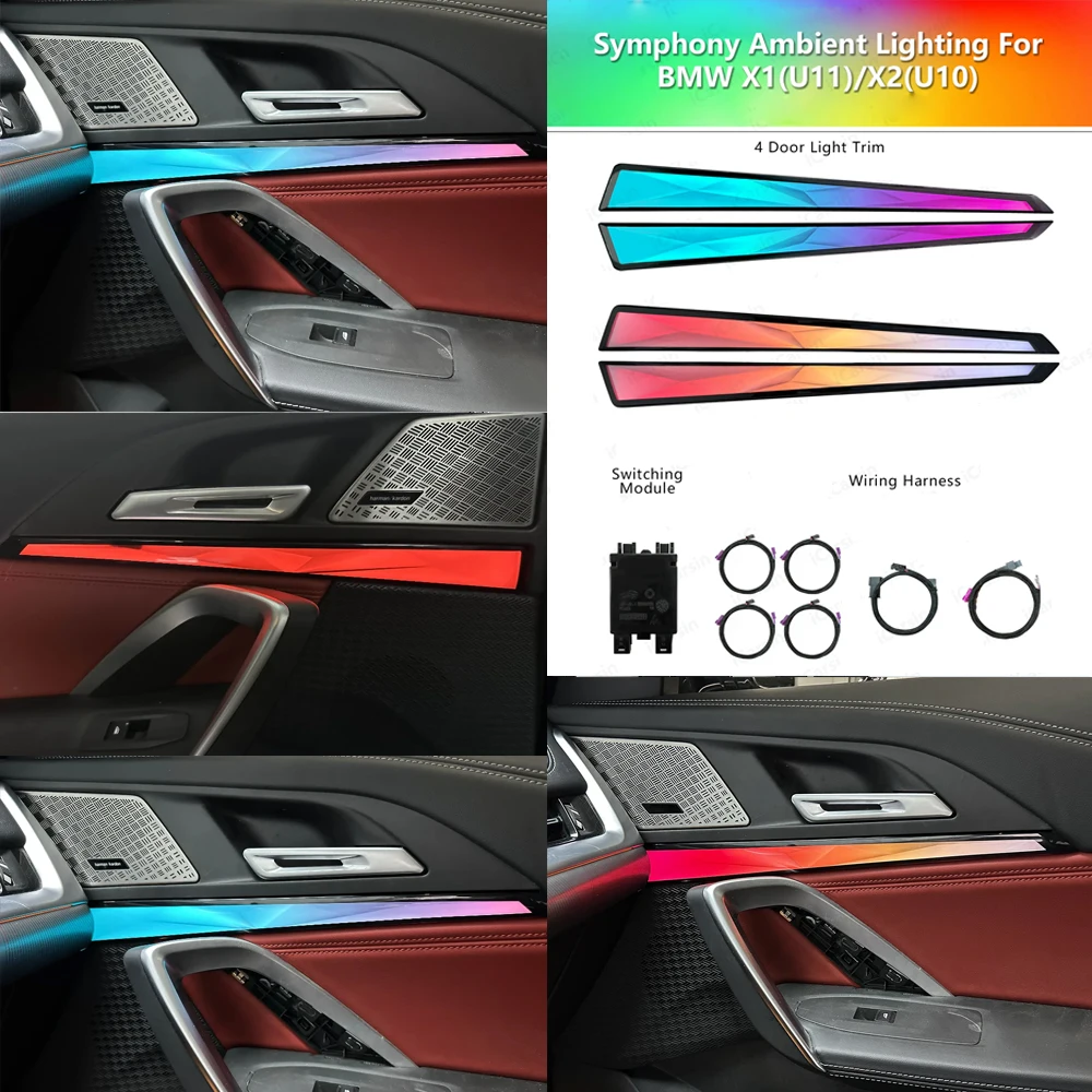 Crystal Dynamic U11 U12 Ambient Light for BMW X1 IX1 X2 IX2 2022+ Car Interior Lighting Upgrade Accessories Kit