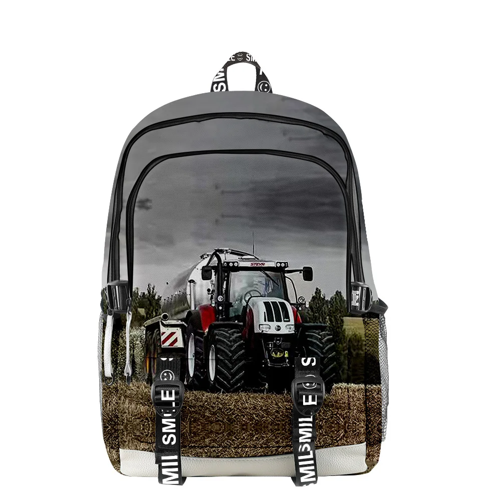 Harajuku Nieuwigheid Coole Schooltassen Unisex Anime Tractor Patroon Reistas 3d Print Oxford Waterdichte Notebook Schouderrugzakken