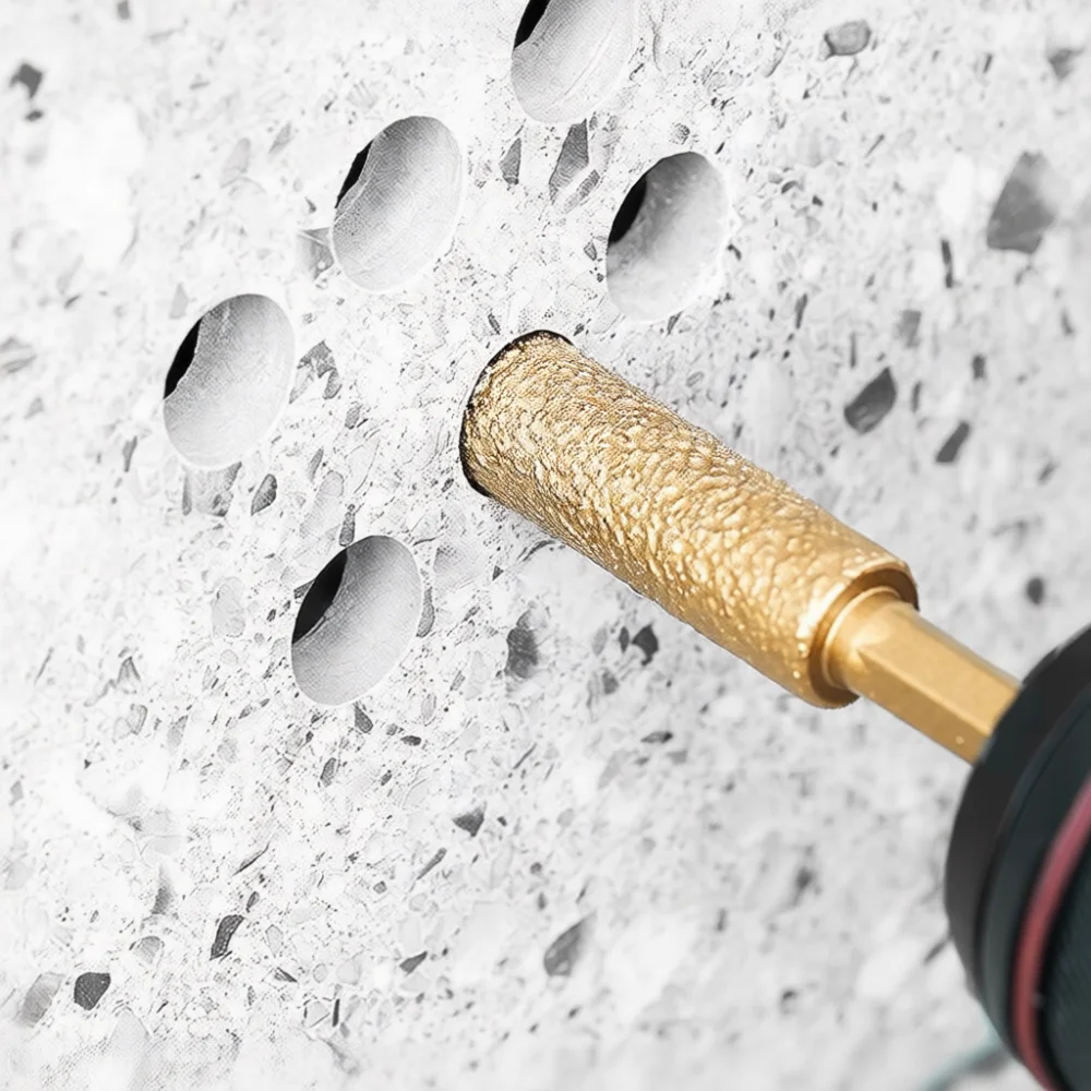 Gold Brazed Diamond Hole Saw Drill Bit For Dry Drilling Glass Ceramic Tile Grinding Head Cutter Edging Accessory Hardware