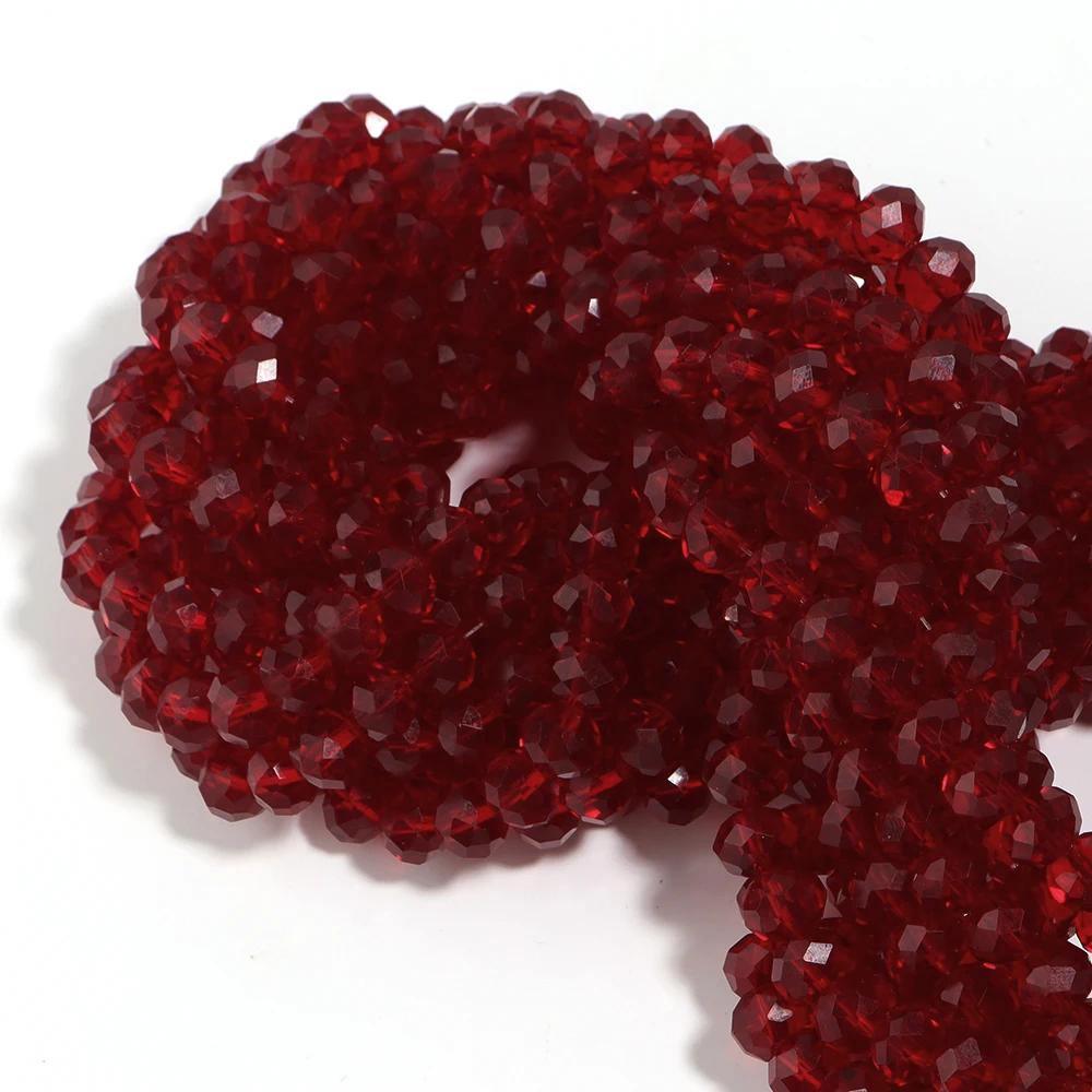 1 Strand Red 3/4/6/8/10mm Rondelle Austria Faceted Crystal Glass Beads Loose Spacer Beads for Jewelry Making DIY Accessories - view 5
