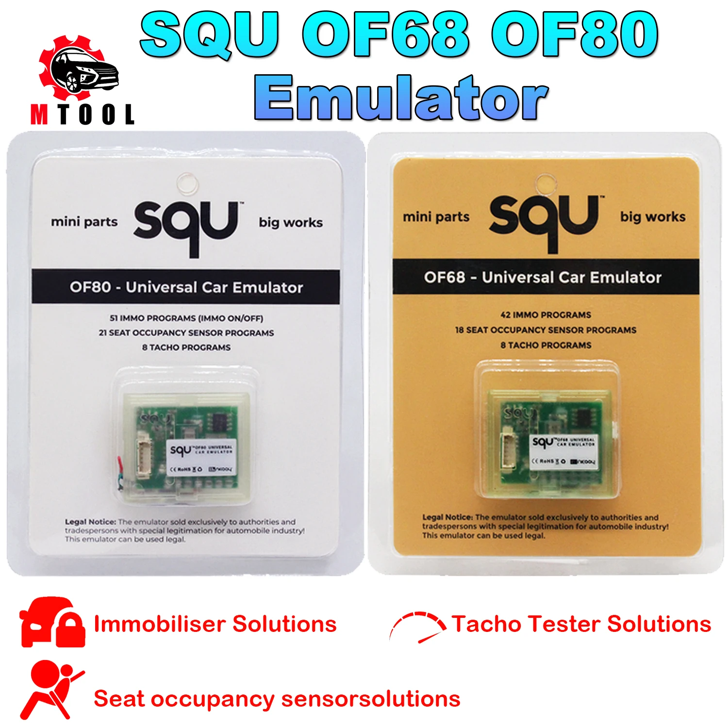 

SQU OF68 OF80 Universal Car Emulator MINI Part Big Works 42 IMMO Programs 18 Seat OCCUPANCY SENSOR 8 TACHO PROGRAM for BMW/ Benz