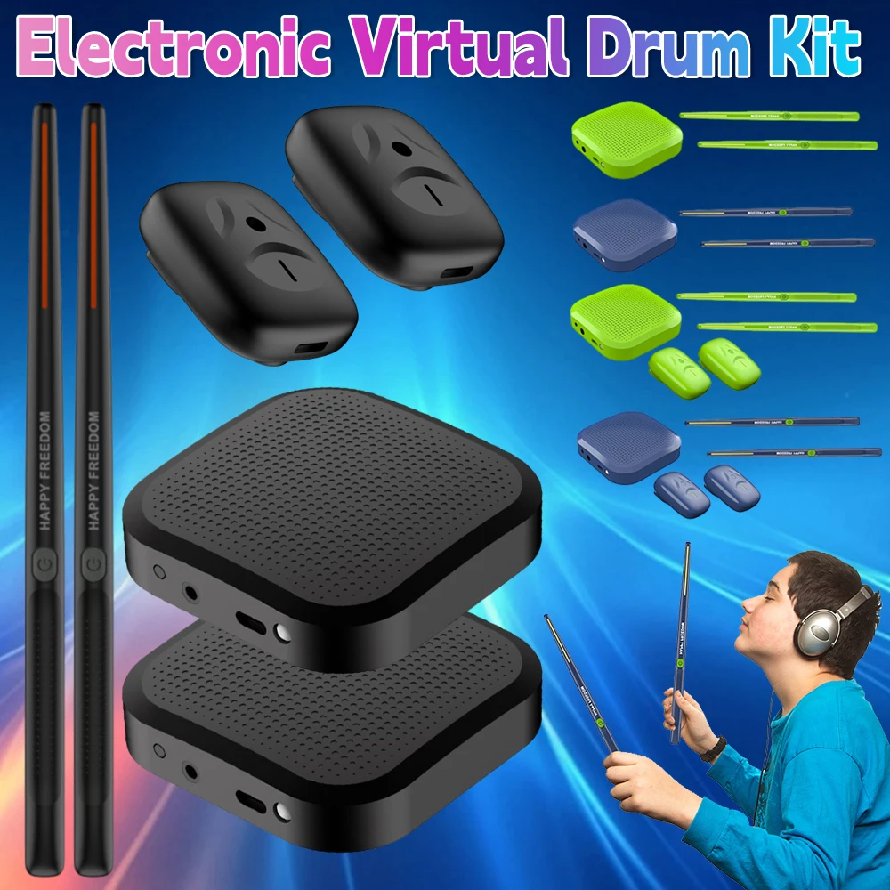 

Электронный виртуальный воздушный барабан с барабанными палочками, педали, комплект воздушной барабанной установки виртуальной реальности, электрический инструмент для начинающих для детей и взрослых, новинка