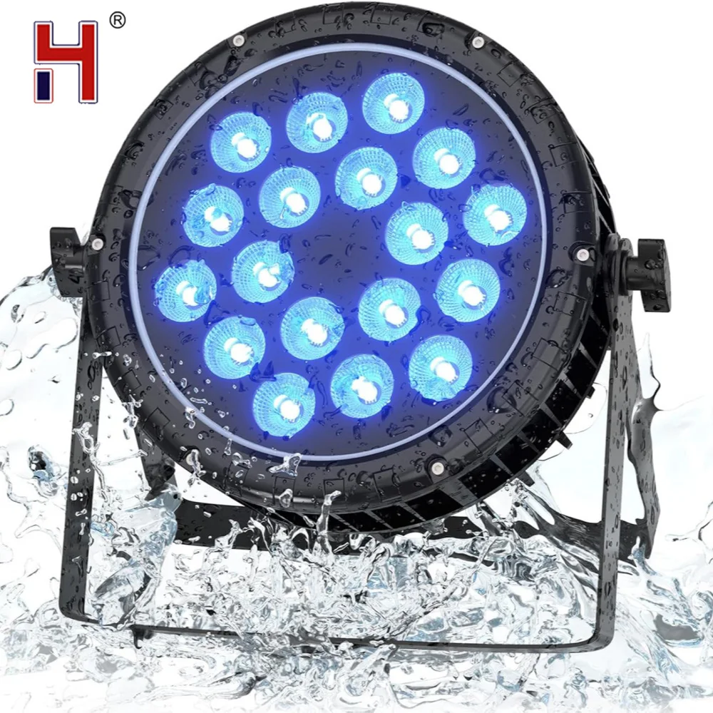 

HongYi Par Lights IP65 Waterproof Outdoor Aluminum LED 18x12W Wash Sound Activated DJ Stage Lights RGBW 4In1 DMX For Disco Party