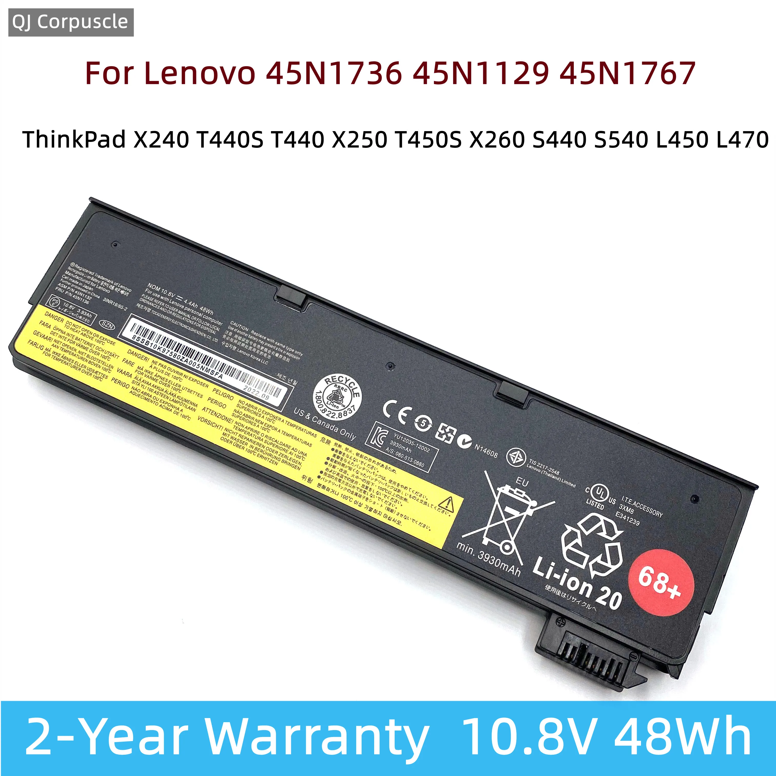 

Original 45N1736 45N1129 Laptop Battery For Lenovo ThinkPad X240 T440S T440 X250 T450S X260 S440 S540 L450 L470 45N1735 45N1767