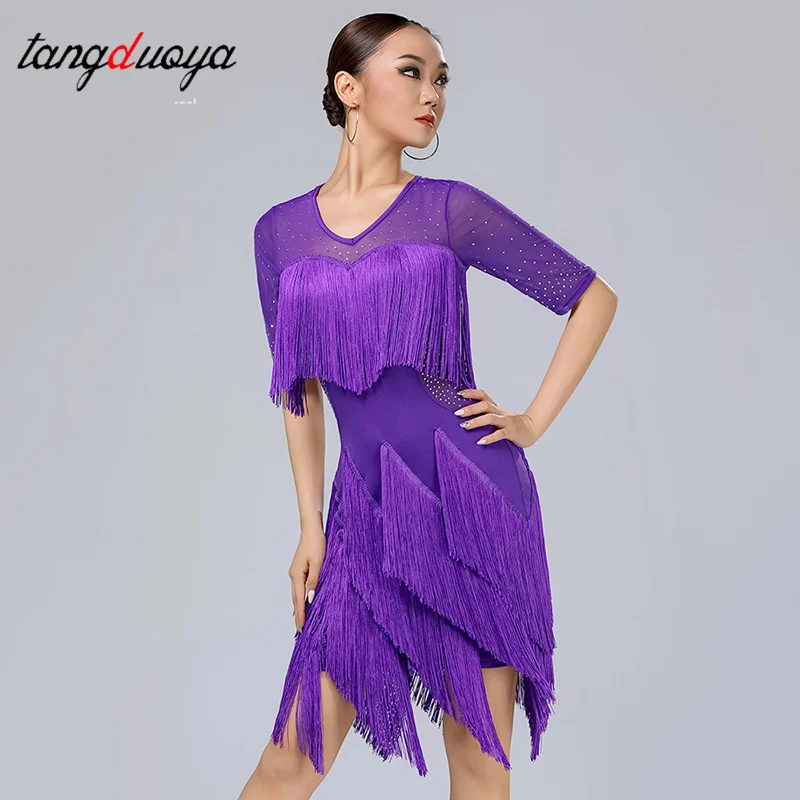 

Latin Costume for Women Latin Dance Dresses Standard Ballroom Dancing Training Costumes Fringe Dress Salsa Dance Dresses Clothes
