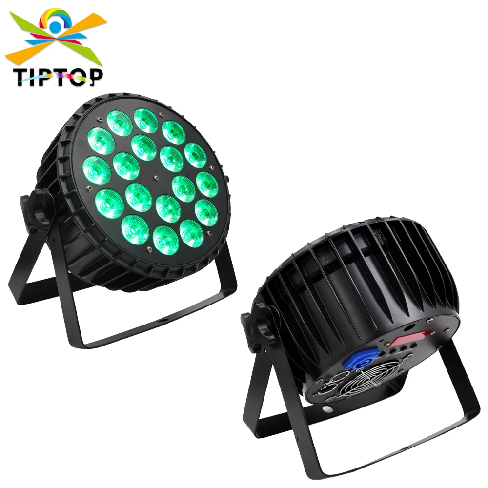 

TIPTOP TP-P64 18x18 Вт Литой алюминий RGBWA UV 6IN1 Цветной светодиодный светильник Par Вентилятор Система охлаждения Разъем блокировки питания IP20 6CH/10CH