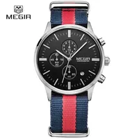 MEGIR casual chronograph military water resistant quartz watch men luminous canvas strap wristwatch 2011 free shipping