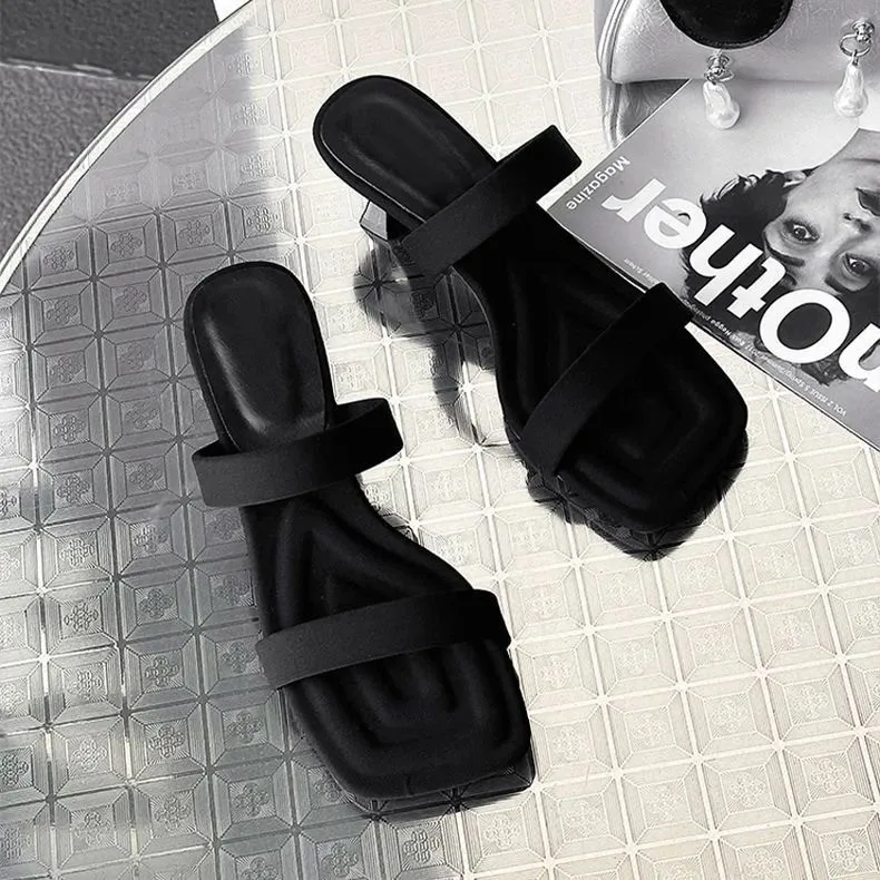 

Женские босоножки с квадратным носком и двойными ремешками, золотистые, на низком каблуке-рюмочке, летние повседневные туфли для офиса и свиданий