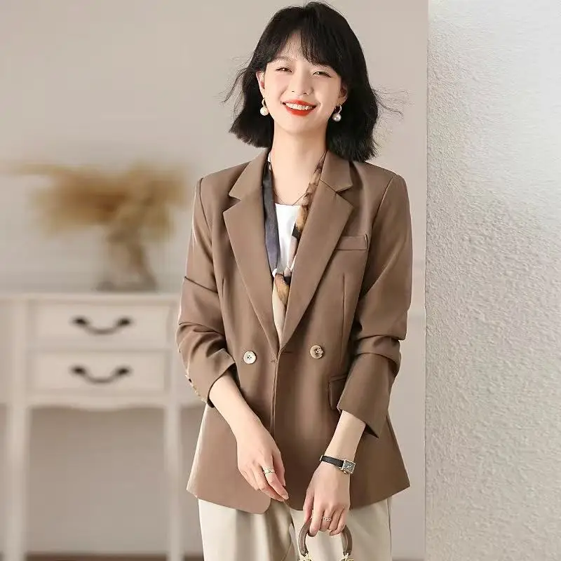 2025 Jackets Blazer Woman Spring Autumn New in Solid Color Long Sleeve Tailored Collar Slim Fit Fashionable Loose Suit Slim Top