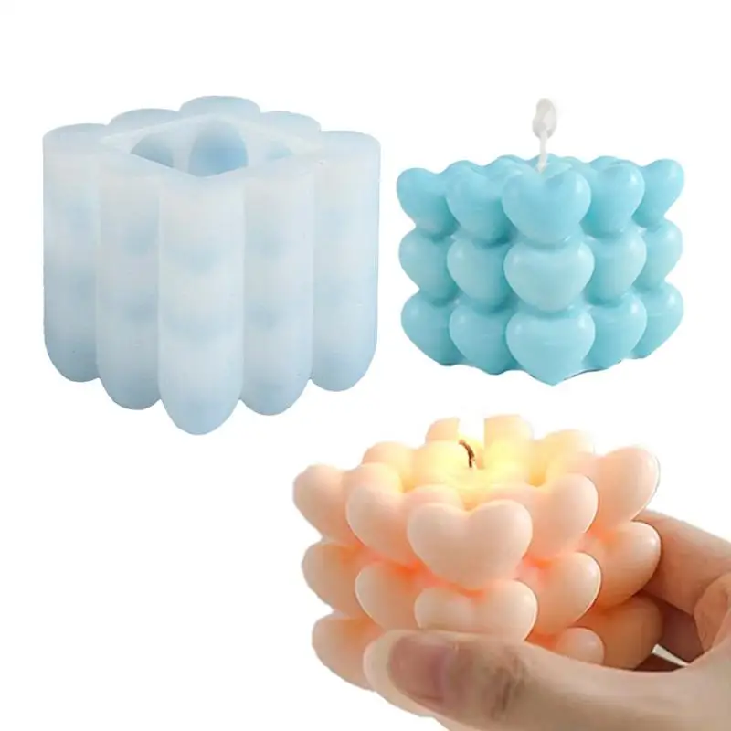Candle Silicone Mold Reusable Bubble Cube Candle Mold 3D Handmade Scented Wax Mold For Tabletop Ornaments Pastries Ice Cubes